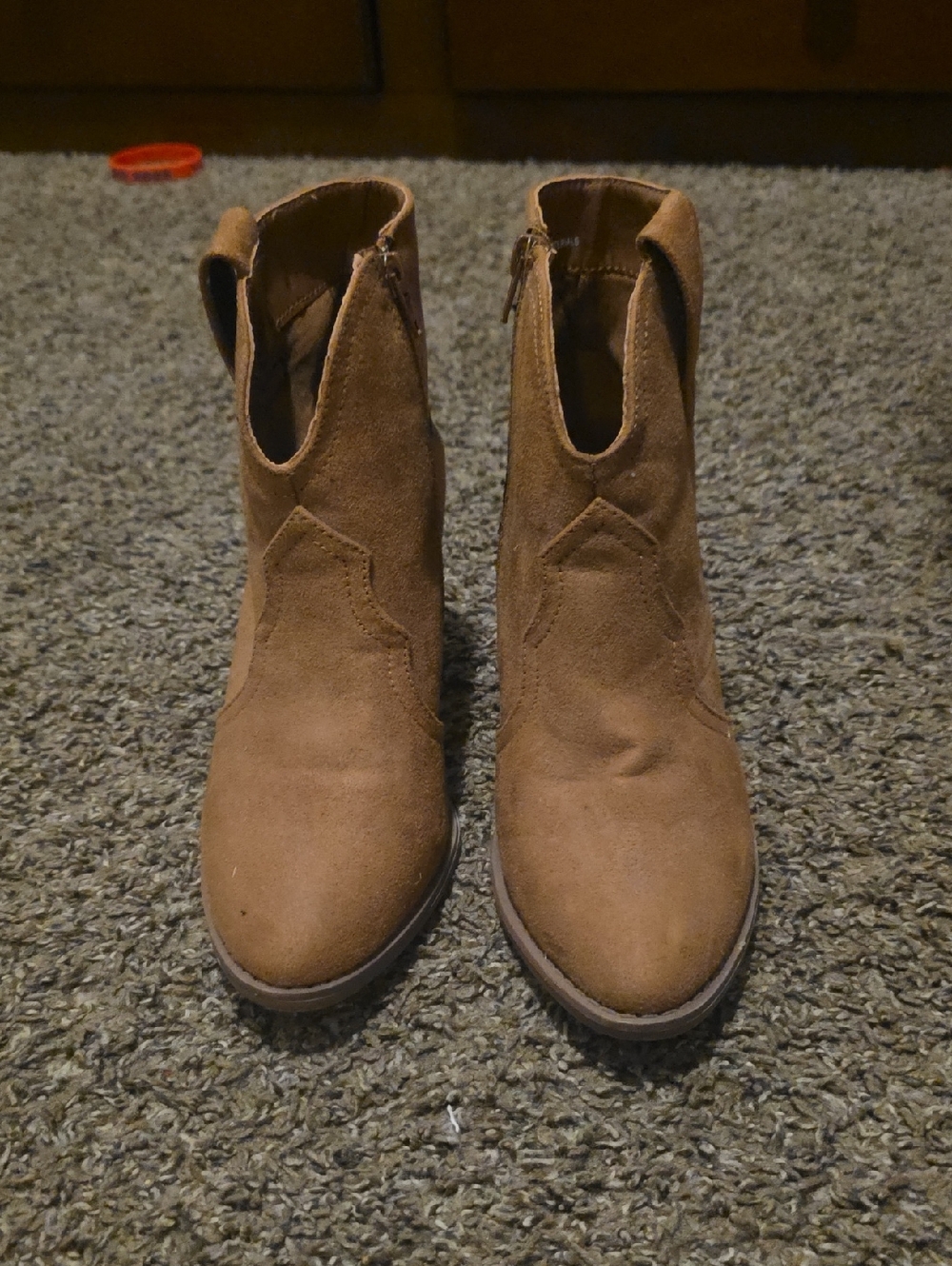 Sugar Tan Suede Ankle Boots with Block Heel